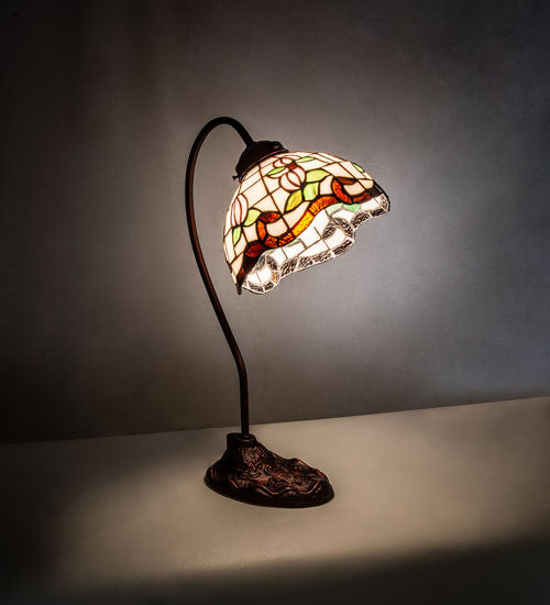 Meyda Tiffany Lighting 247780 Roseborder One Light Desk Lamp Lamp Bronze / Dark