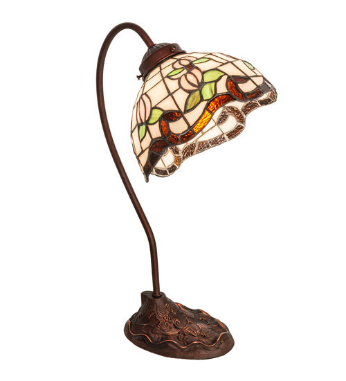 Meyda Tiffany Lighting 247780 Roseborder One Light Desk Lamp Lamp Bronze / Dark