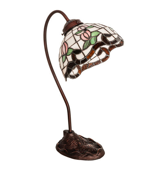 Meyda Tiffany Lighting 247780 Roseborder One Light Desk Lamp Lamp Bronze / Dark