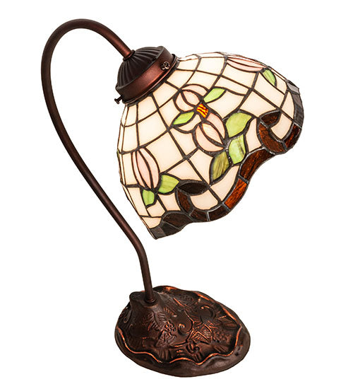 Meyda Tiffany Lighting 247780 Roseborder One Light Desk Lamp Lamp Bronze / Dark