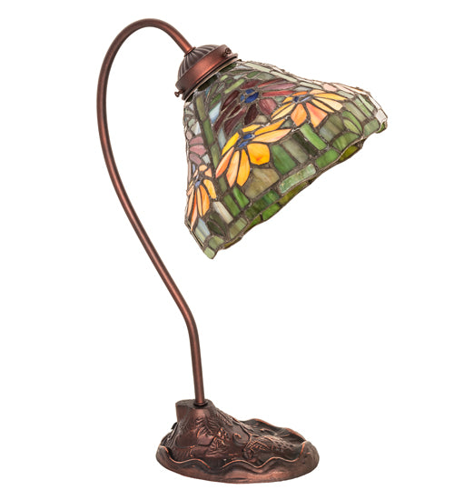 Meyda Tiffany Lighting 247784 Tiffany Poinsettia One Light Desk Lamp Lamp Bronze / Dark