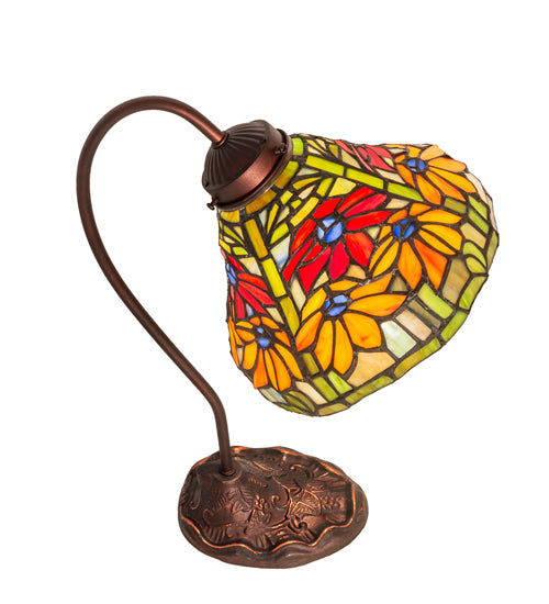 Meyda Tiffany Lighting 247784 Tiffany Poinsettia One Light Desk Lamp Lamp Bronze / Dark