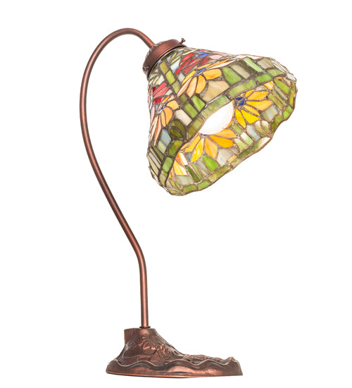 Meyda Tiffany Lighting 247784 Tiffany Poinsettia One Light Desk Lamp Lamp Bronze / Dark