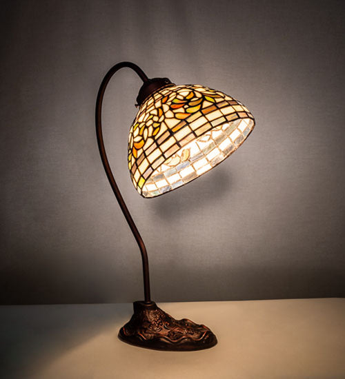 Meyda Tiffany Lighting 247787 Tiffany Turning Leaf One Light Desk Lamp Lamp Bronze / Dark