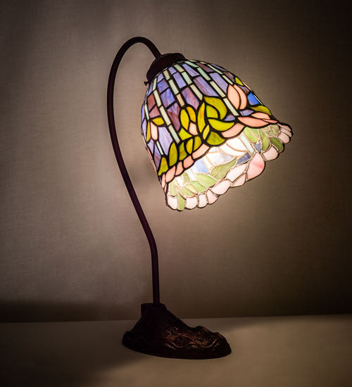 Meyda Tiffany Lighting 247789 Tiffany Flowering Lotus One Light Desk Lamp Lamp Bronze / Dark