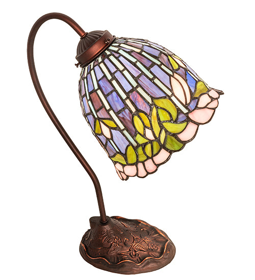 Meyda Tiffany Lighting 247789 Tiffany Flowering Lotus One Light Desk Lamp Lamp Bronze / Dark