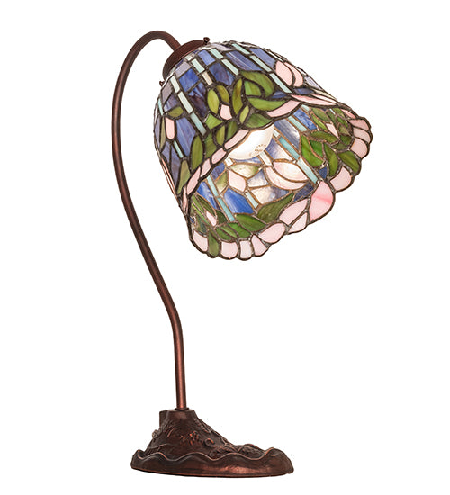 Meyda Tiffany Lighting 247789 Tiffany Flowering Lotus One Light Desk Lamp Lamp Bronze / Dark