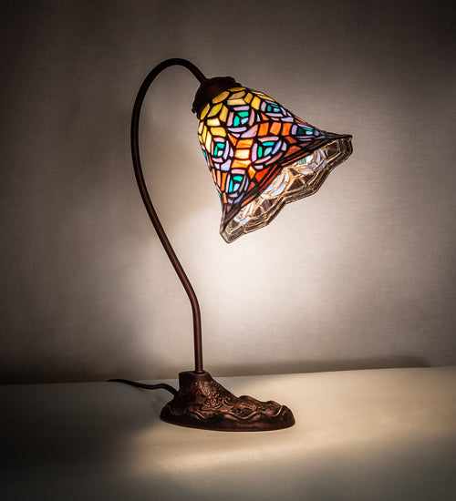 Meyda Tiffany Lighting 247790 Tiffany Peacock Feather One Light Desk Lamp Lamp Bronze / Dark