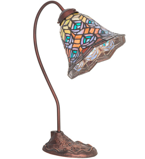 Meyda Tiffany Lighting 247790 Tiffany Peacock Feather One Light Desk Lamp Lamp Bronze / Dark