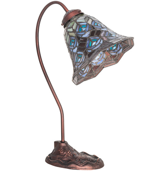 Meyda Tiffany Lighting 247790 Tiffany Peacock Feather One Light Desk Lamp Lamp Bronze / Dark