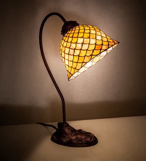 Meyda Tiffany Lighting 247821 Tiffany Fishscale One Light Table Lamp Lamp Bronze / Dark