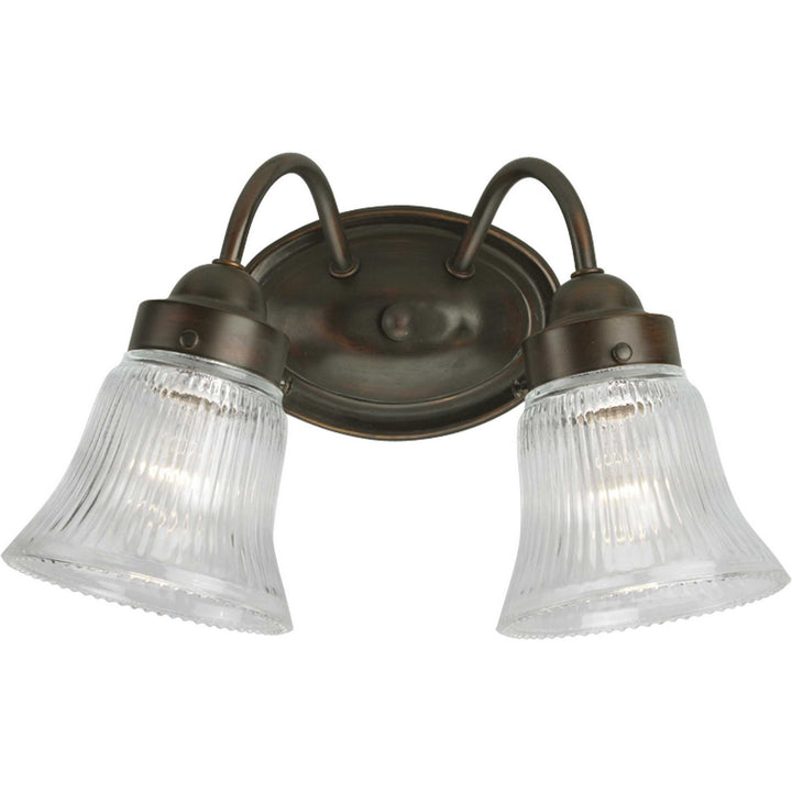 Progress Economy Fluted Glass P3288-20 Bath Vanity Light 12 in. wide - Antique Bronze