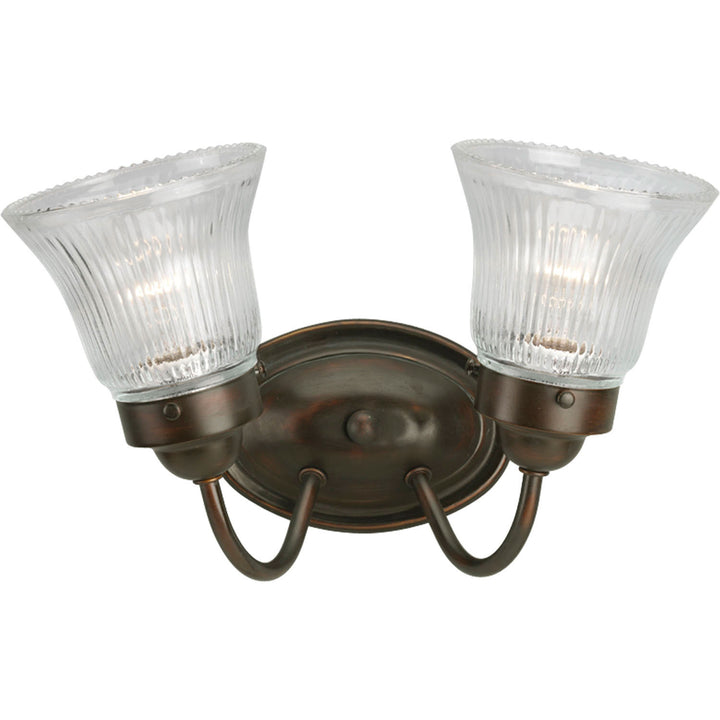 Progress Economy Fluted Glass P3288-20 Bath Vanity Light 12 in. wide - Antique Bronze