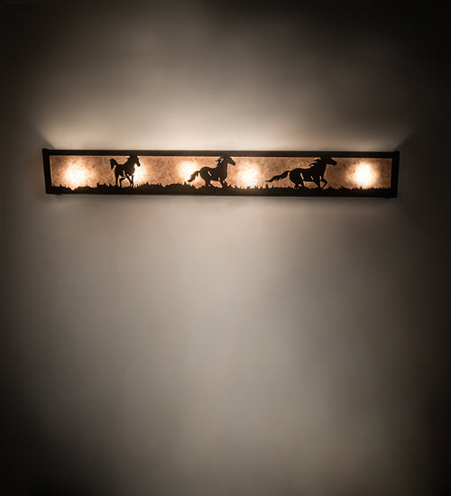 Meyda Tiffany Running Horses 250531 Bath Vanity Light 6 in. wide - Oil Rubbed Bronze