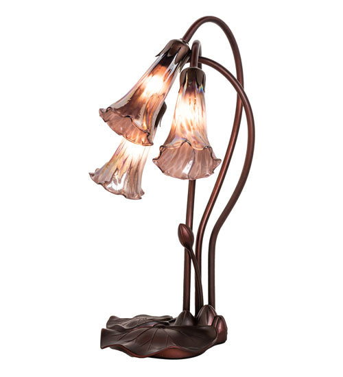 Meyda Tiffany Lighting 250826 Purple Iridescent Three Light Accent Lamp Lamp Bronze / Dark