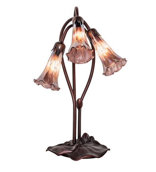 Meyda Tiffany Lighting 250826 Purple Iridescent Three Light Accent Lamp Lamp Bronze / Dark