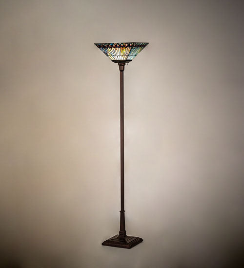 Meyda Tiffany Lighting 251412 Tiffany Jeweled Peacock One Light Torchiere Lamp Bronze / Dark