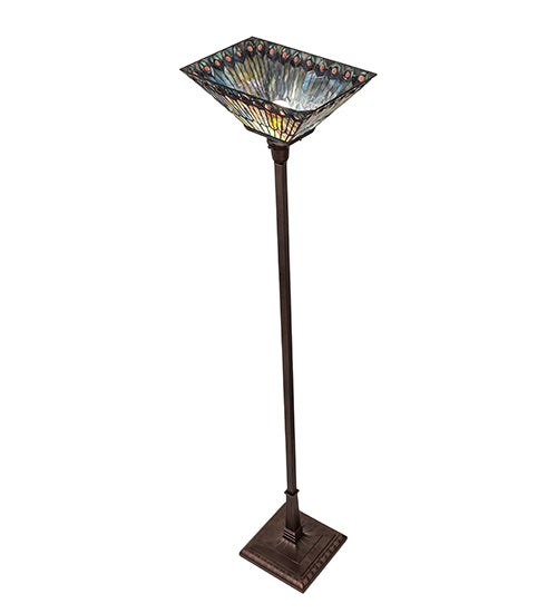 Meyda Tiffany Lighting 251412 Tiffany Jeweled Peacock One Light Torchiere Lamp Bronze / Dark