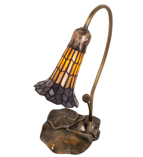 Meyda Tiffany Lighting 251552 Stained Glass Pond Lily Accent Lamp Lamp Brass - Antique