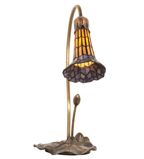 Meyda Tiffany Lighting 251552 Stained Glass Pond Lily Accent Lamp Lamp Brass - Antique