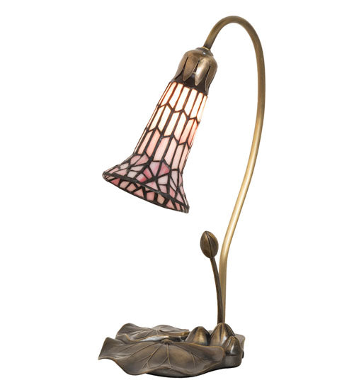 Meyda Tiffany Lighting 251570 Stained Glass Pond Lily One Light Accent Lamp Lamp Copper/Antique/Verde