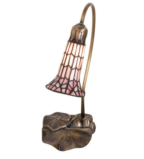 Meyda Tiffany Lighting 251570 Stained Glass Pond Lily One Light Accent Lamp Lamp Copper/Antique/Verde