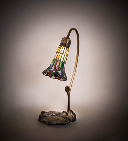 Meyda Tiffany Lighting 251572 Stained Glass Pond Lily Mini Lamp Lamp Copper/Antique/Verde