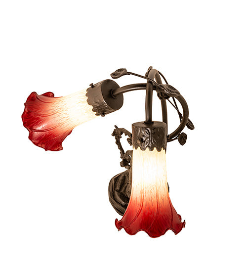 Meyda Tiffany Lighting 251671 Seafoam/Cranberry Two Light Table Lamp Lamp Bronze / Dark