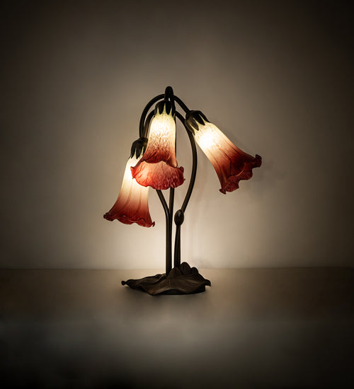 Meyda Tiffany Lighting 251682 Seafoam/Cranberry Three Light Table Lamp Lamp Bronze / Dark