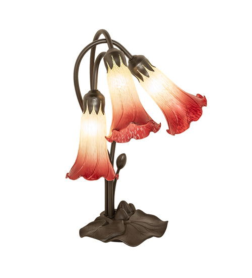 Meyda Tiffany Lighting 251682 Seafoam/Cranberry Three Light Table Lamp Lamp Bronze / Dark