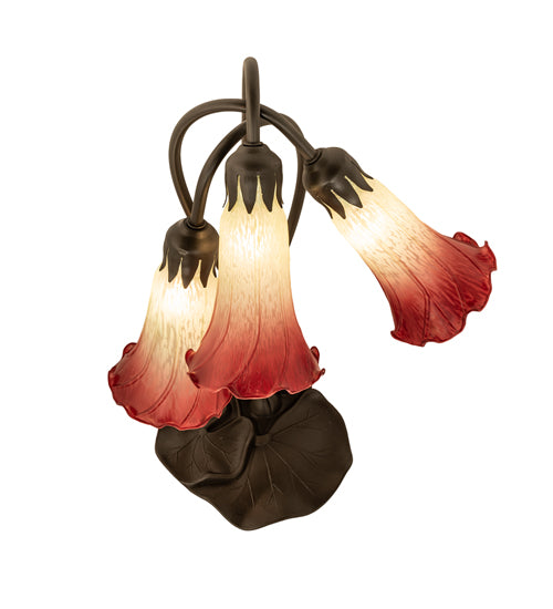 Meyda Tiffany Lighting 251682 Seafoam/Cranberry Three Light Table Lamp Lamp Bronze / Dark