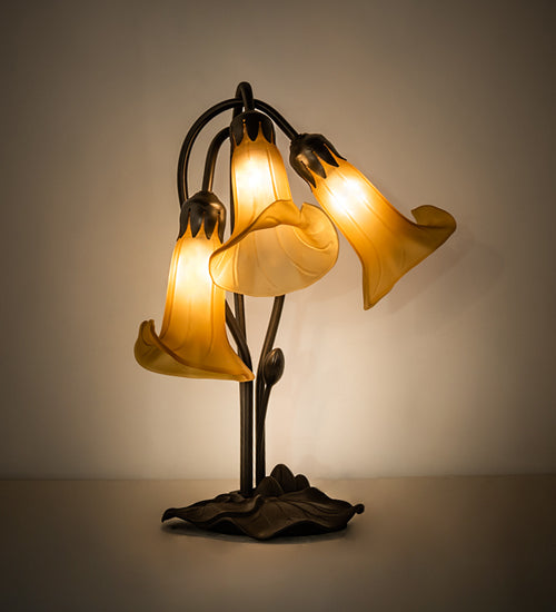 Meyda Tiffany Lighting 251683 Amber Three Light Table Lamp Lamp Bronze / Dark