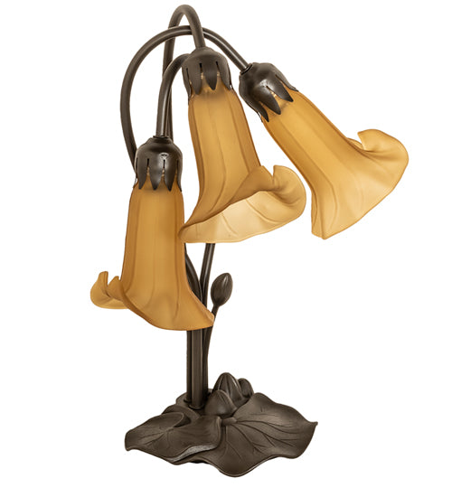 Meyda Tiffany Lighting 251683 Amber Three Light Table Lamp Lamp Bronze / Dark