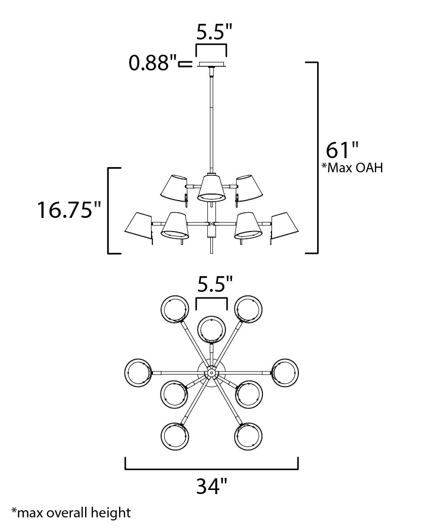 Maxim Carlo 25179DBZHR Chandelier Light - Dark Bronze, Leather, Heritage Brass