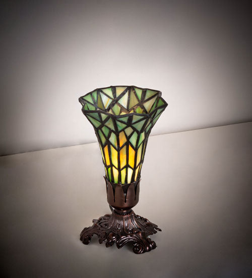 Meyda Tiffany Lighting 251825 Stained Glass Pond Lily Mini Lamp Lamp Bronze / Dark