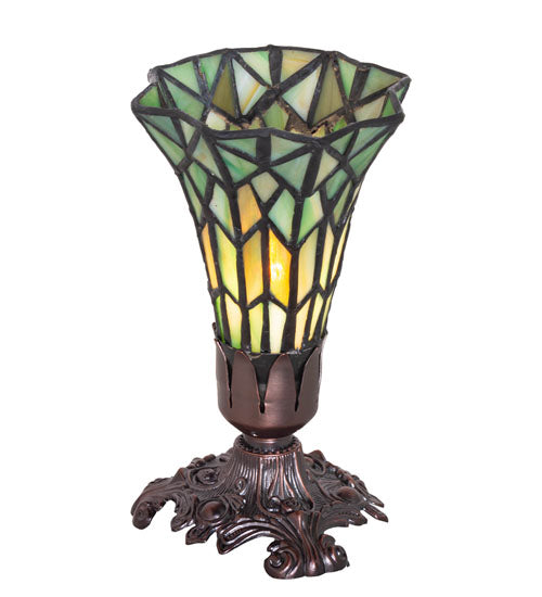 Meyda Tiffany Lighting 251825 Stained Glass Pond Lily Mini Lamp Lamp Bronze / Dark