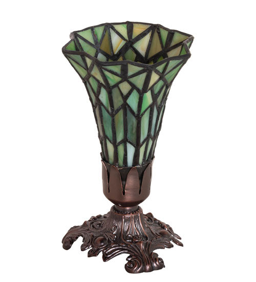 Meyda Tiffany Lighting 251825 Stained Glass Pond Lily Mini Lamp Lamp Bronze / Dark