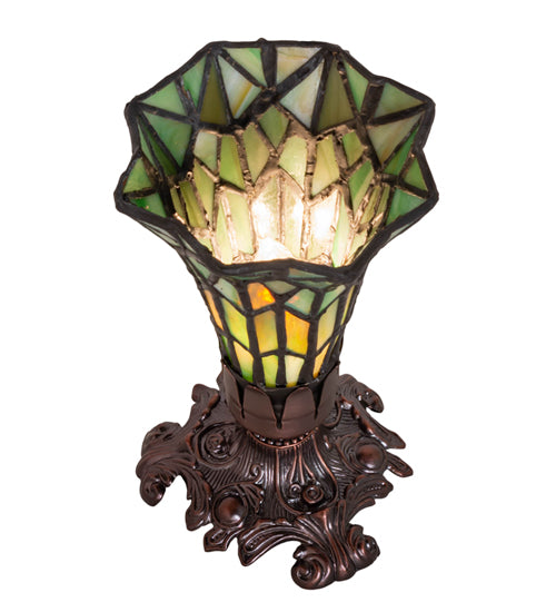 Meyda Tiffany Lighting 251825 Stained Glass Pond Lily Mini Lamp Lamp Bronze / Dark