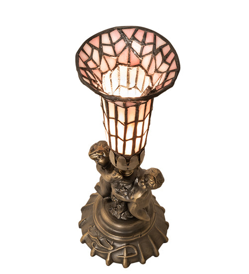 Meyda Tiffany Lighting 251842 Stained Glass Pond Lily One Light Mini Lamp Lamp Brass - Antique