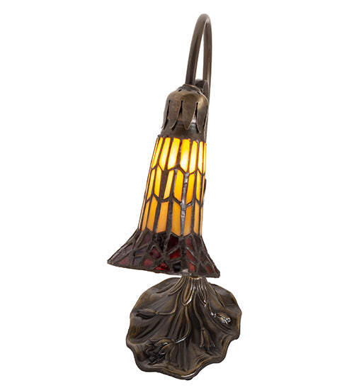 Meyda Tiffany Lighting 251849 Stained Glass Pond Lily Mini Lamp Lamp Brass - Antique