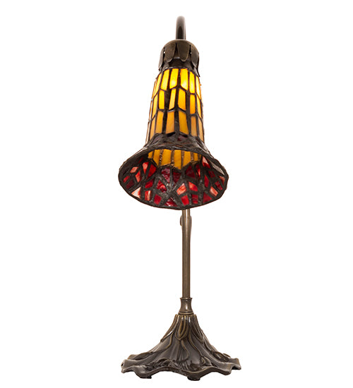 Meyda Tiffany Lighting 251849 Stained Glass Pond Lily Mini Lamp Lamp Brass - Antique