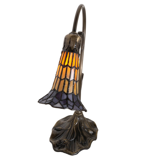 Meyda Tiffany Lighting 251850 Stained Glass Pond Lily Mini Lamp Lamp Brass - Antique