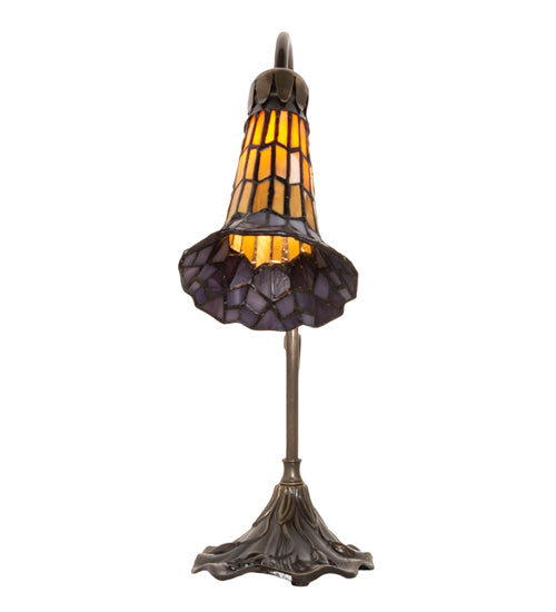 Meyda Tiffany Lighting 251850 Stained Glass Pond Lily Mini Lamp Lamp Brass - Antique