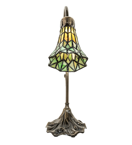 Meyda Tiffany Lighting 251851 Stained Glass Pond Lily One Light Mini Lamp Lamp Brass - Antique