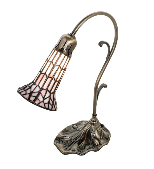 Meyda Tiffany Lighting 251852 Stained Glass Pond Lily One Light Mini Lamp Lamp Brass - Antique