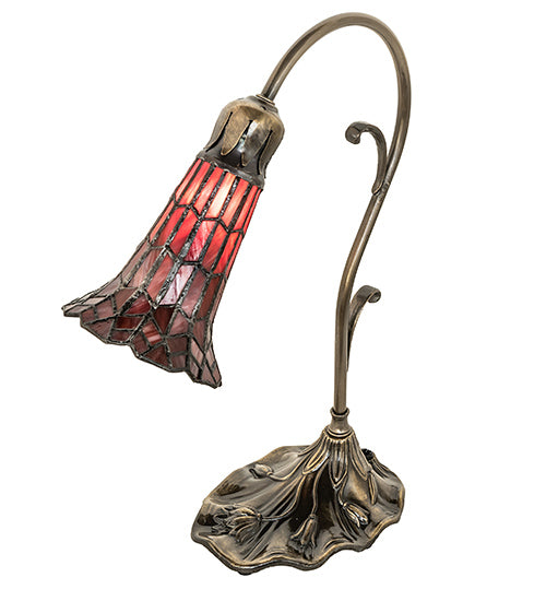 Meyda Tiffany Lighting 251853 Stained Glass Pond Lily One Light Mini Lamp Lamp Brass - Antique