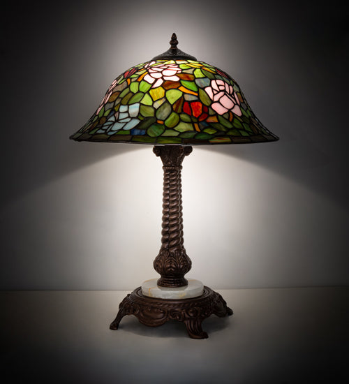 Meyda Tiffany Lighting 251920 Tiffany Rosebush One Light Table Lamp Lamp Bronze / Dark
