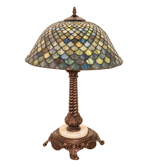 Meyda Tiffany Lighting 251959 Tiffany Fishscale One Light Table Lamp Lamp Bronze / Dark