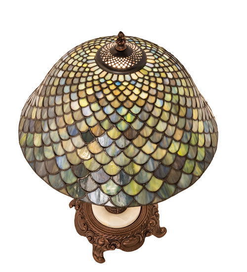 Meyda Tiffany Lighting 251959 Tiffany Fishscale One Light Table Lamp Lamp Bronze / Dark
