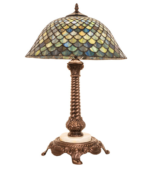 Meyda Tiffany Lighting 251959 Tiffany Fishscale One Light Table Lamp Lamp Bronze / Dark